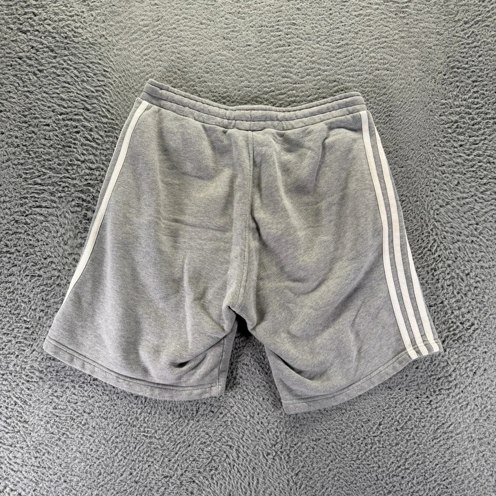 Adidas Shorts Mens M Gray Cotton Sweat Running Sports Performance 3-Stripes